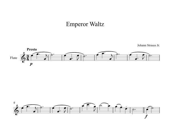 Emperor Waltz - Johann Strauss Jr. (Flute) (arr. Digital Book Music)