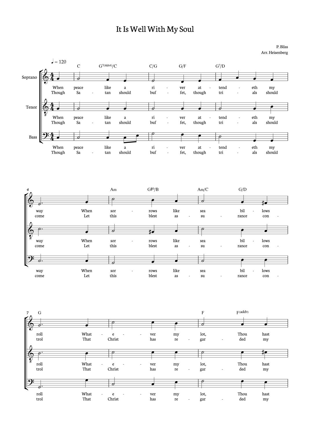It Is Well With My Soul - STB (arr. Heisenberg)