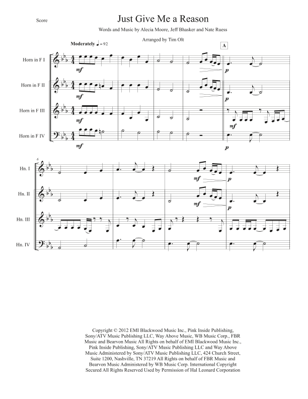 Just Give Me A Reason (arr. Tim Olt)