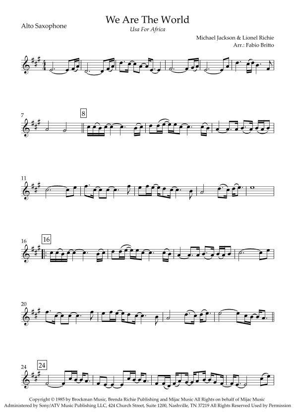 We Are The World (arr. Fabio Britto)