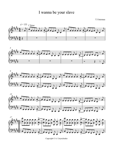 I Wanna Be Your Slave (arr. A. Ustynchenko)