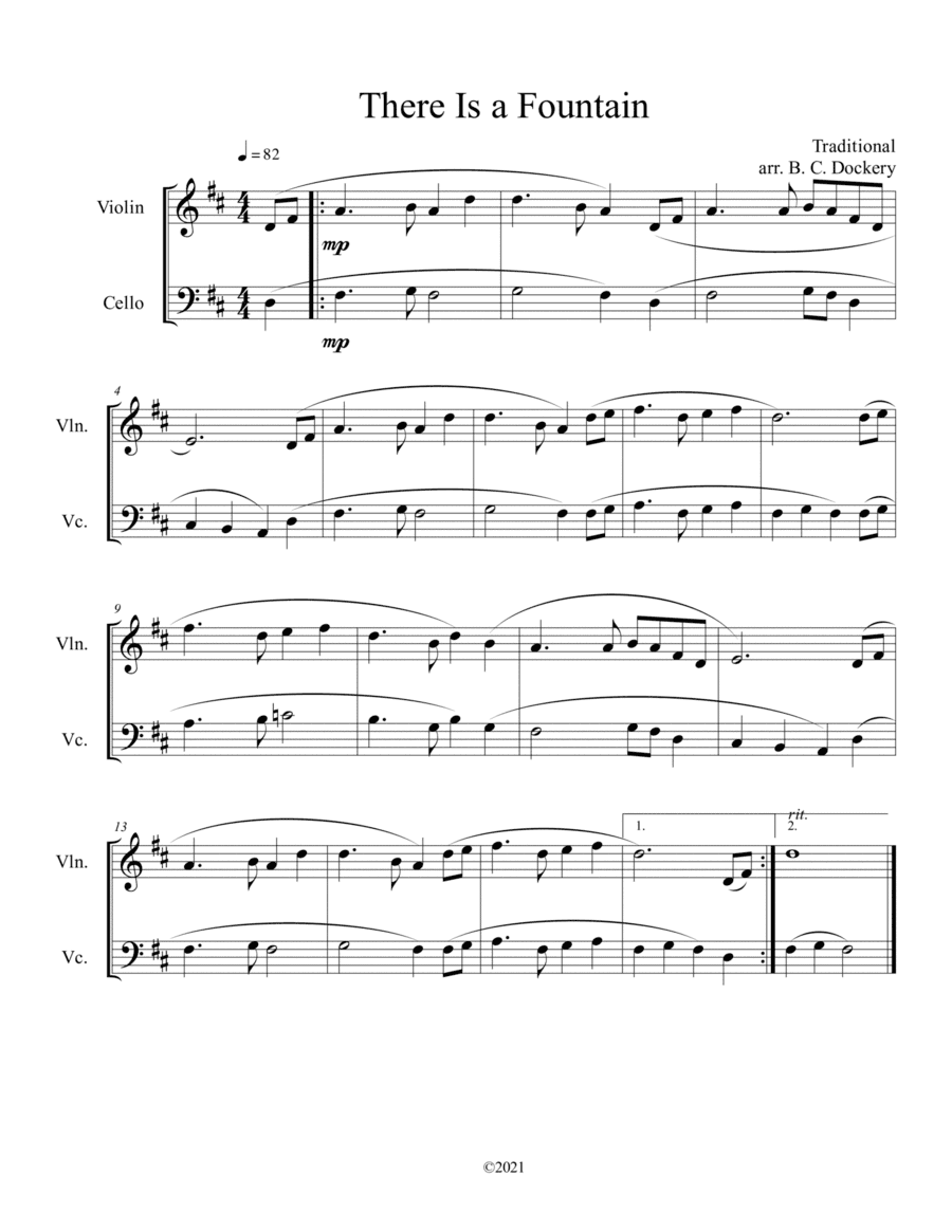 There Is a Fountain (Violin and Cello Duet) (arr. B. C. Dockery)