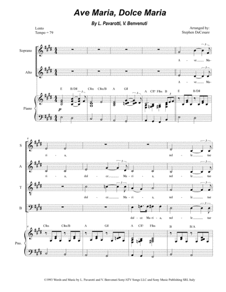 Ave Maria, Dolce Maria (arr. Stephen DeCesare)