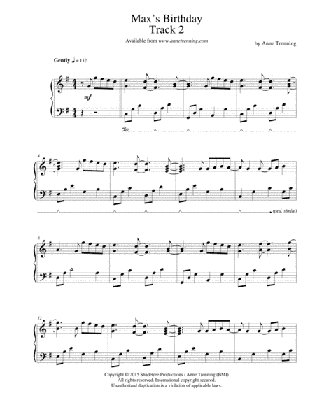 Max's Birthday by Anne Trenning (sheet music for piano)