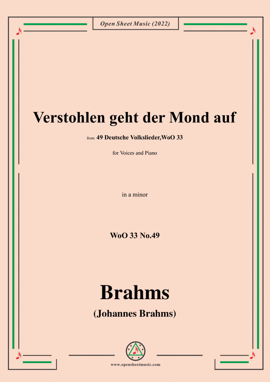 Brahms-Verstohlen geht der Mond auf,WoO 33 No.49 (arr. Open Cloud)