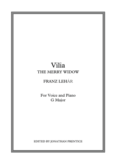 Vilia (English version) - The Merry Widow (G Major) (arr. Jonathan Prentice)