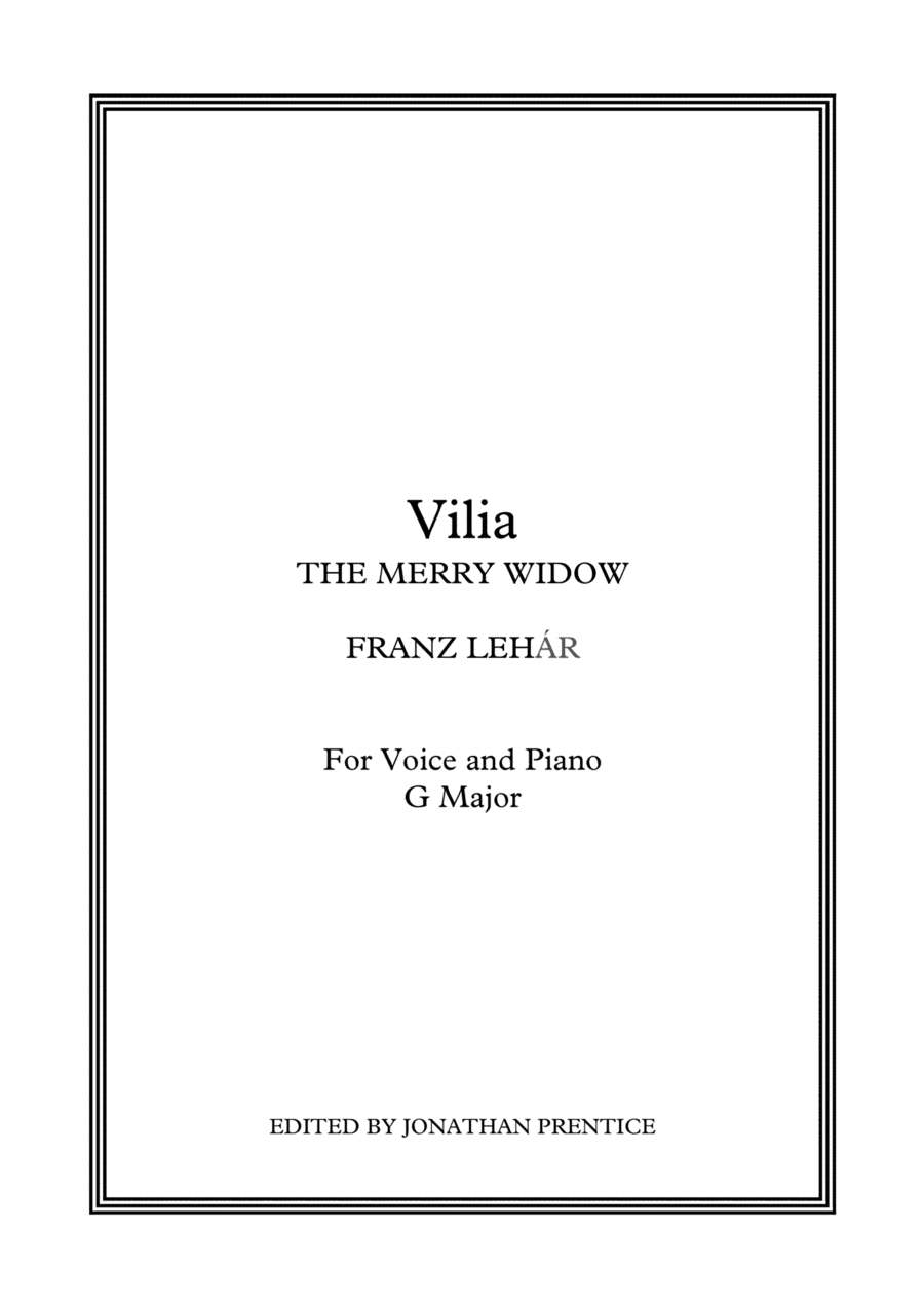 Vilia (English version) - The Merry Widow (G Major) (arr. Jonathan Prentice)