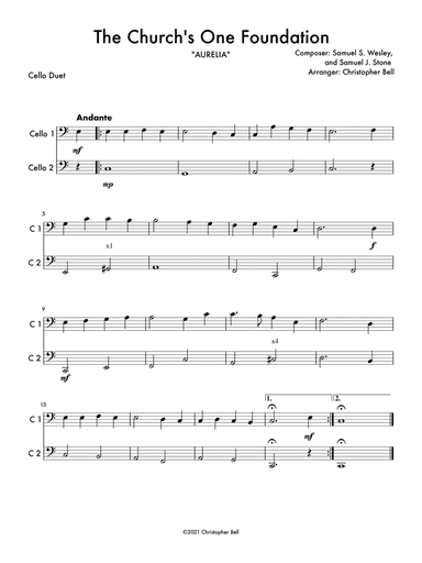 The Church's One Foundation - Cello Duet (arr. Christopher Bell)