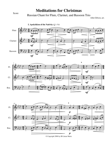 Meditations for Christmas, Russian Chant for Flute, Clarinet, and Bassoon Trio (arr. John Gibson)