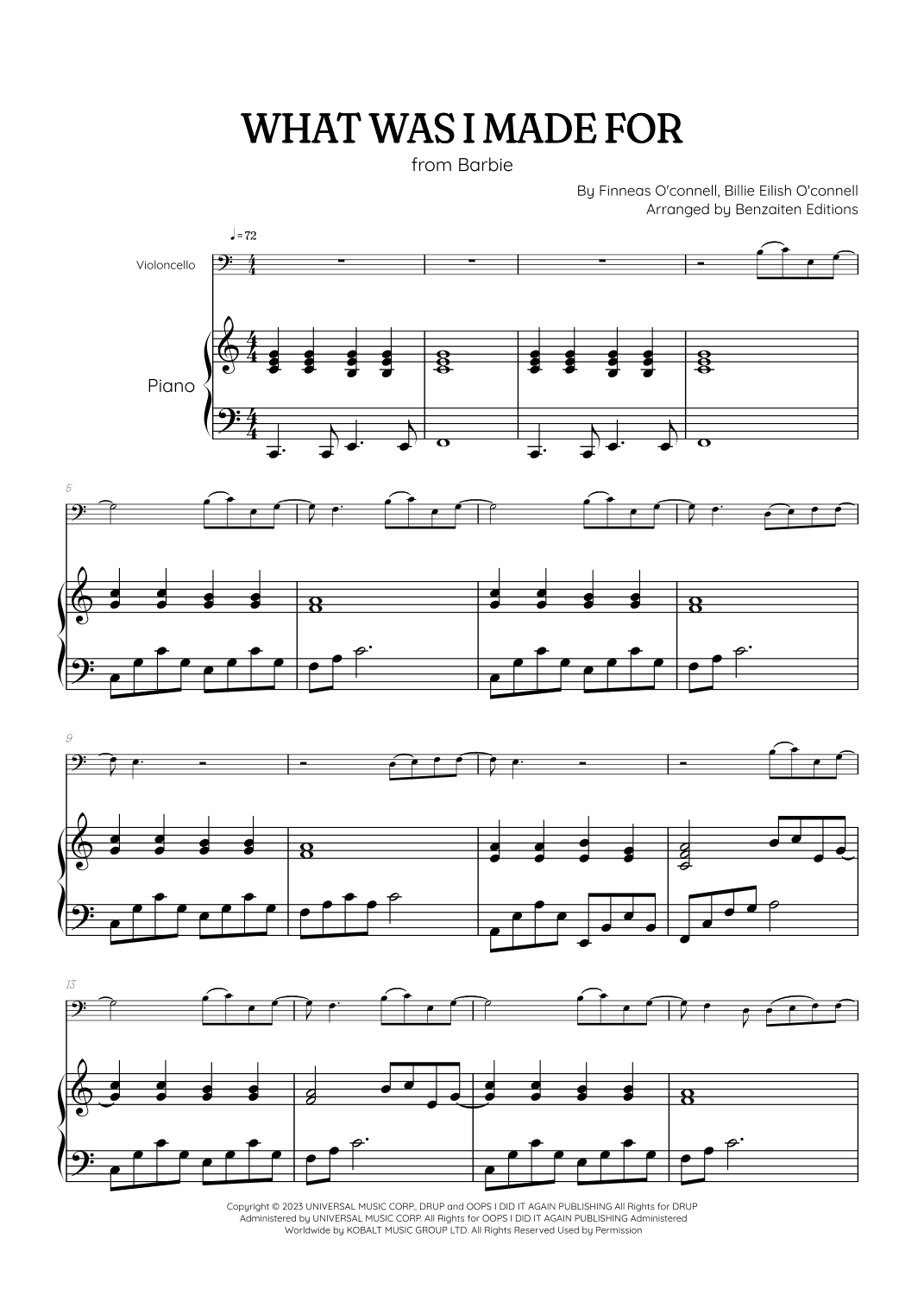 What Was I Made For? (arr. Benzaiten Editions)