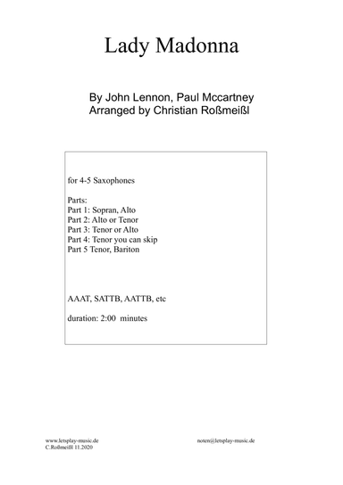Lady Madonna (arr. Christian Roßmeißl)
