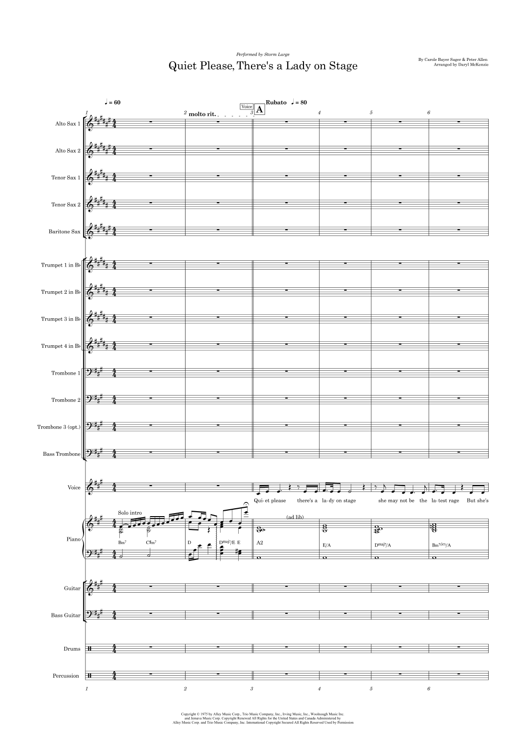 Quiet Please, There's A Lady On Stage (arr. Daryl McKenzie)