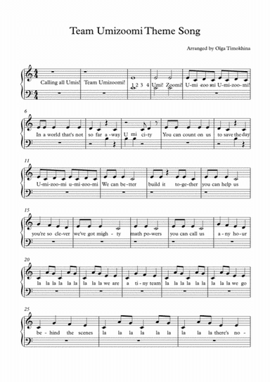 Team Umizoomi Cues (arr. Olga Timokhina)