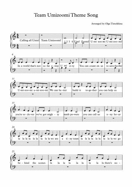 Team Umizoomi Cues (arr. Olga Timokhina)