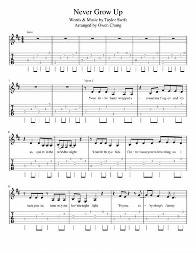 Never Grow Up (arr. Owen Chung)