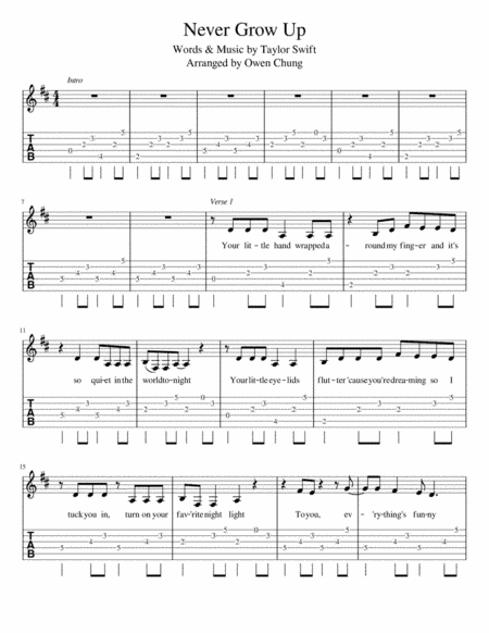 Never Grow Up (arr. Owen Chung)