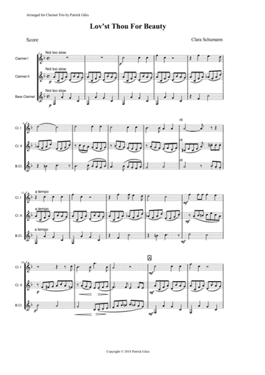 Lov'st Thou For Beauty - Clarinet Trio (arr. Patrick Giles)