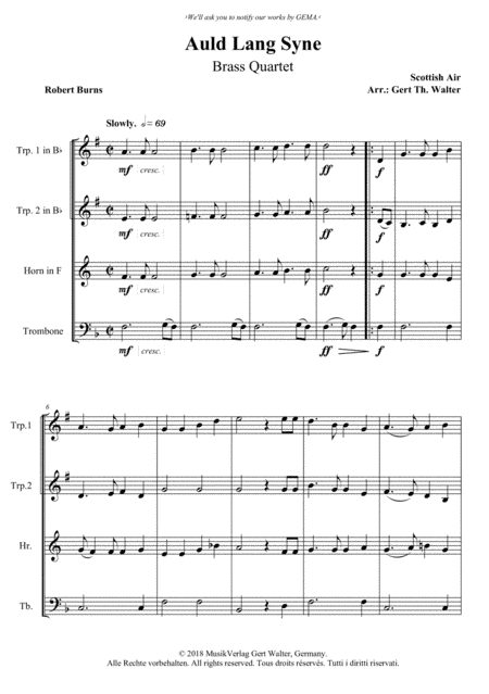 Auld Lang Syne (arr. Gert Th. Walter)