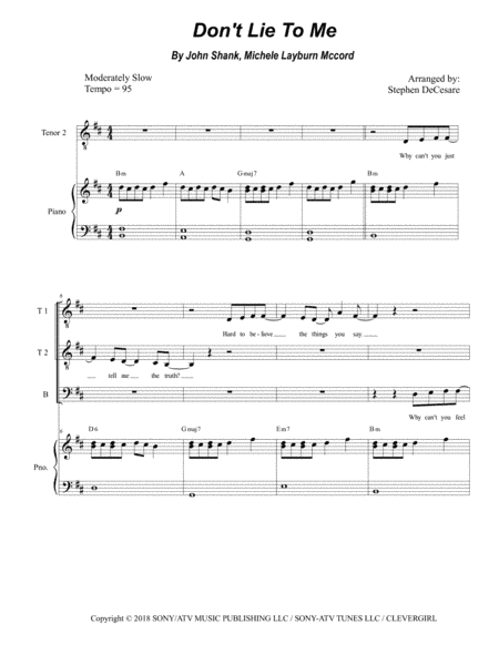Don't Lie To Me (arr. Stephen DeCesare)