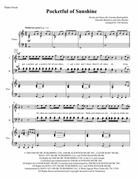 Pocketful Of Sunshine (arr. Tim Sarsany)