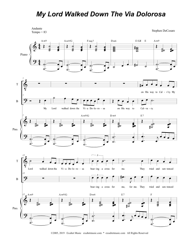 My Lord Walked Down The Via Dolorosa (2-part choir - (TB)