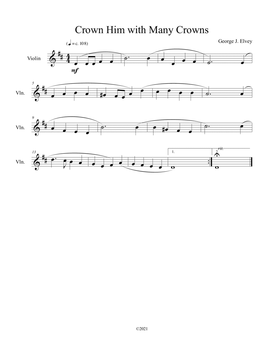 Crown Him with Many Crowns (violin solo) (arr. B. C. Dockery)