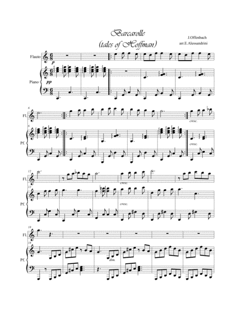 Barcarola. Flute and piano (arr. Ester Alessandrini)