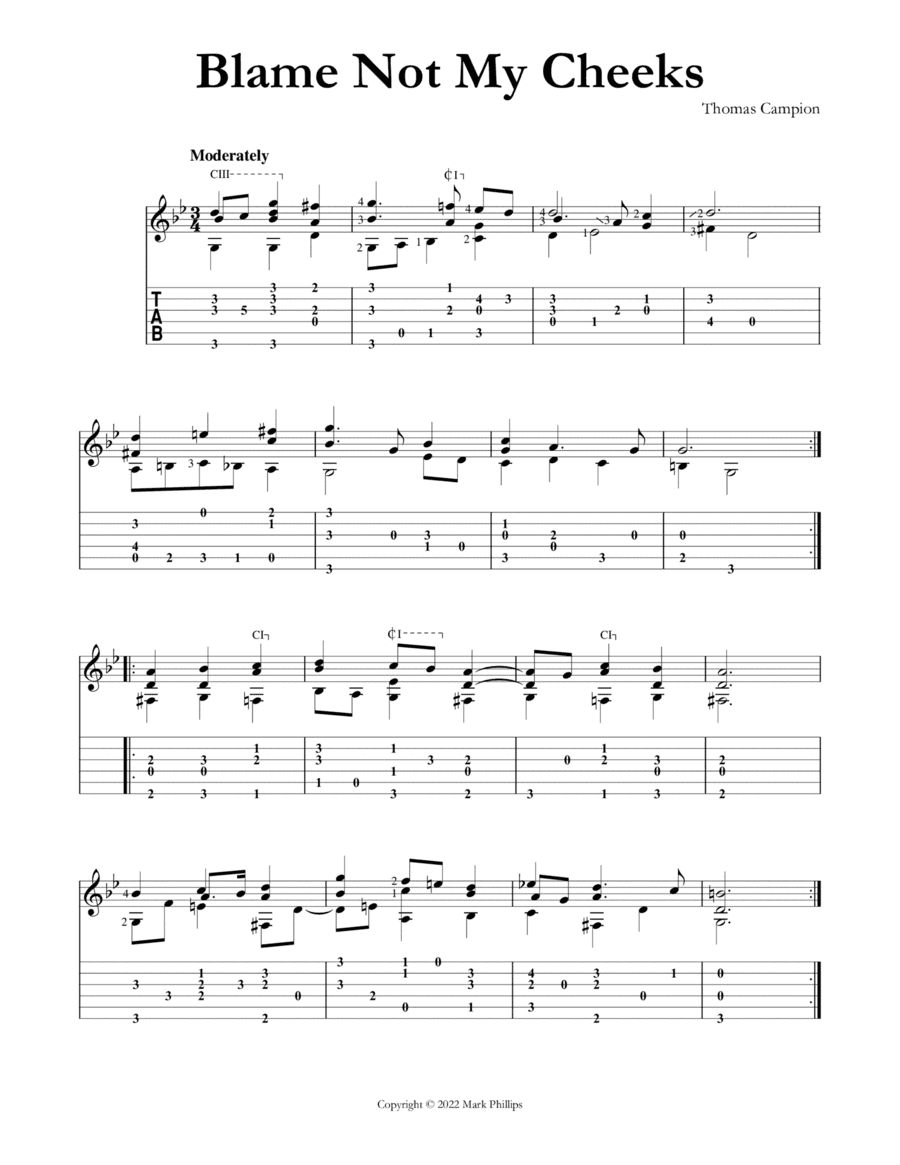 Blame Not My Cheeks (arr. Mark Phillips)