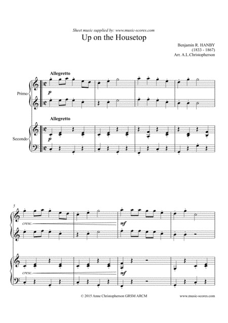 Up on the Housetop - Piano Duet (arr. Anne L Christopherson GRSM ARCM)