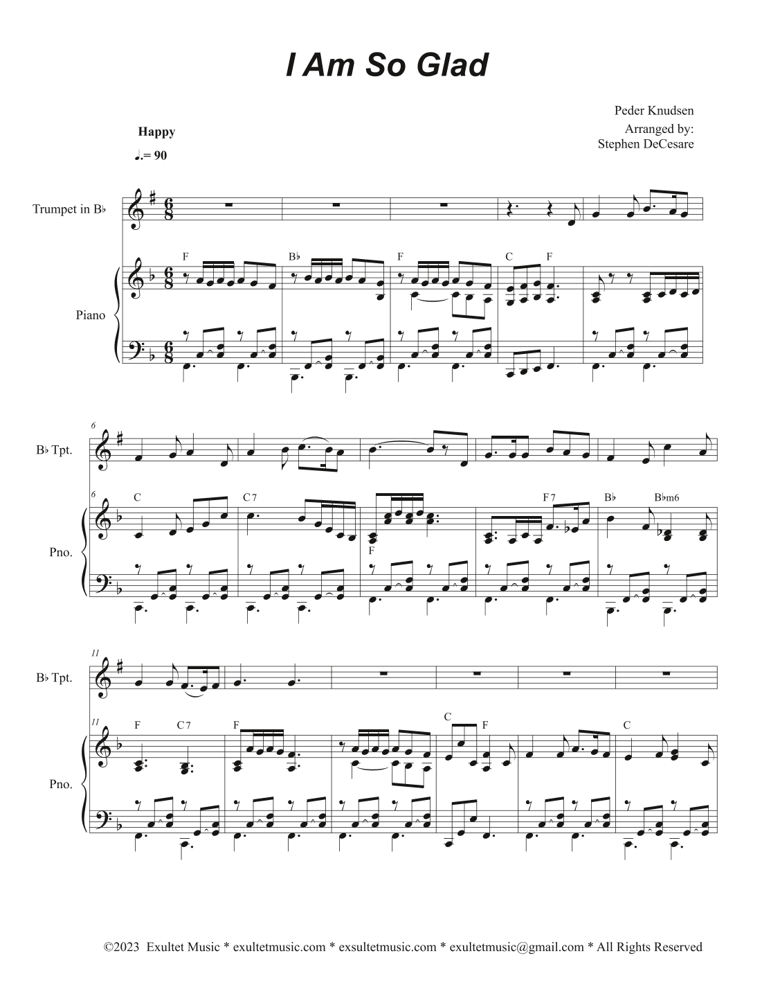 I Am So Glad (Bb-Trumpet solo and Piano) (arr. Stephen DeCesare)