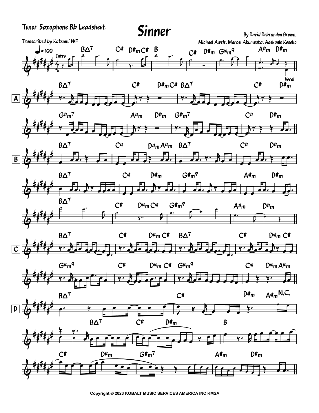 Sinner (arr. Katsumi WF)