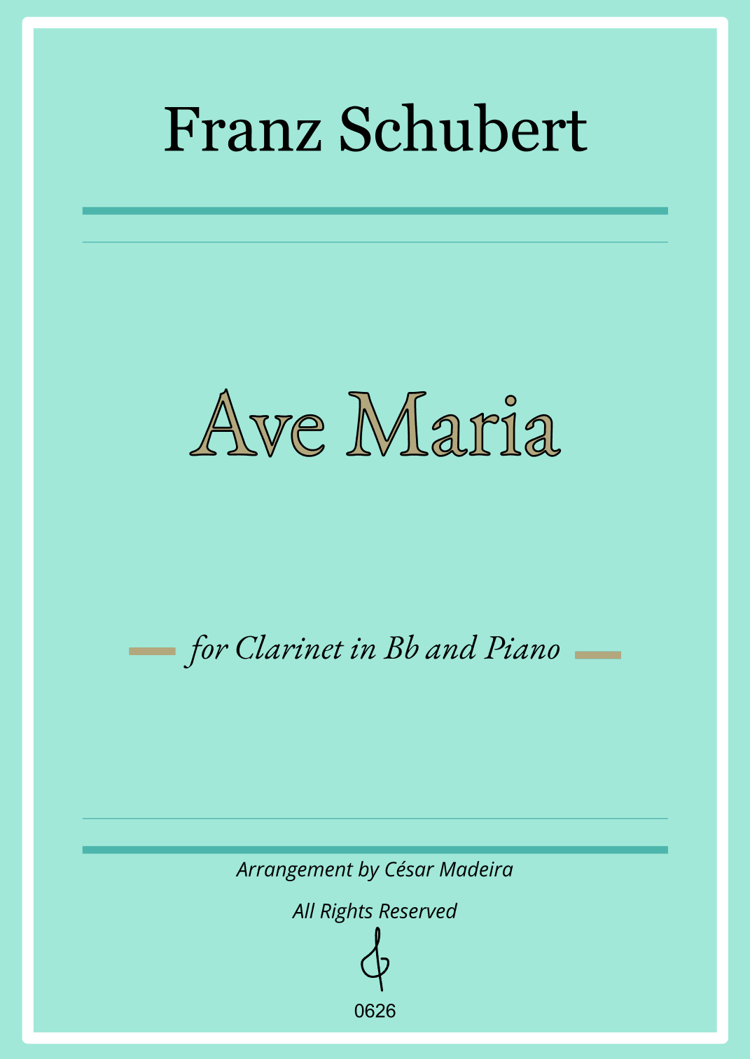 Ave Maria by Schubert - Bb Clarinet and Piano (Individual Parts) (arr. César Madeira)