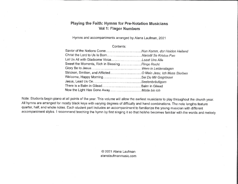 Playing the Faith: Hymns for Pre-Notation Musicians Vol. 1 (arr. Alana Laufman)