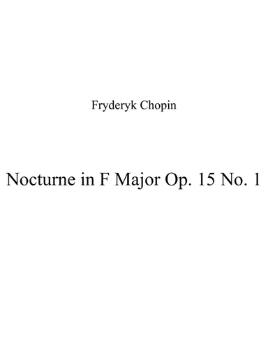 Nocturne in F Major Op. 15 No. 1 (arr. Patrizia Luraschi)