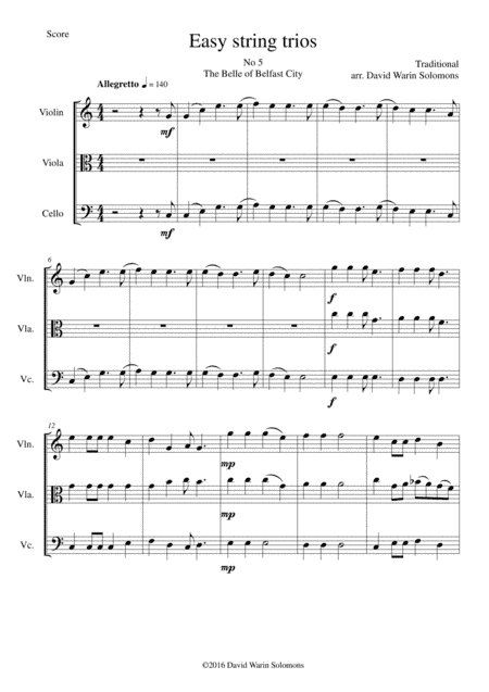 The Belle of Belfast city (I'll tell my ma) for string trio (arr. David Warin Solomons)