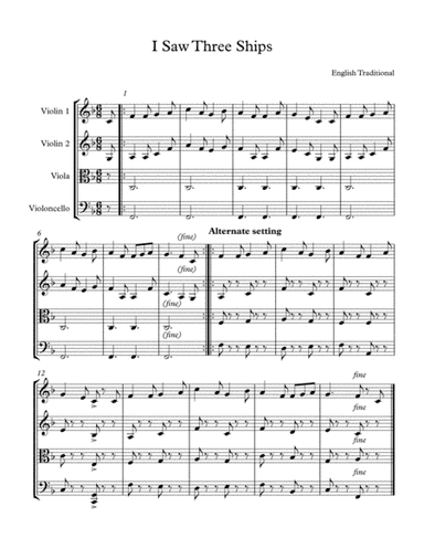I saw three ships - easy string quartet (arr. Nicholas Palmer)