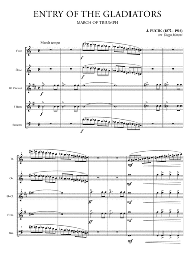 Entry Of The Gladiators for Woodwind Quintet (arr. Diego Marani)