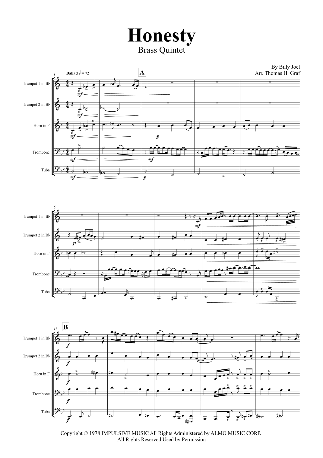 Honesty (arr. Thomas H. Graf)