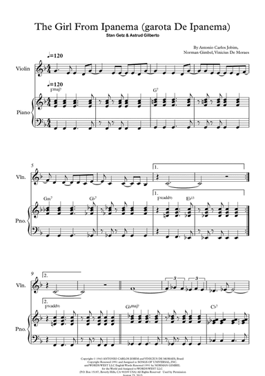 The Girl From Ipanema (garôta De Ipanema) (arr. Wesley S. SIlva)