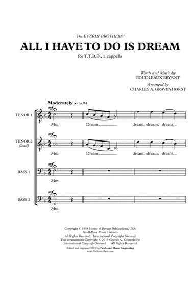 All I Have To Do Is Dream (arr. Charles A. Gravenhorst)