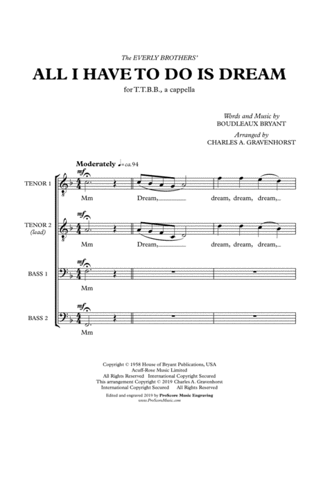 All I Have To Do Is Dream (arr. Charles A. Gravenhorst)