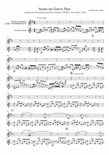 Nearer my God to Thee (guitar & soprano sax) - EARLY/INTERMEDIATE (arr. David Kocijan & Davor Simunic)