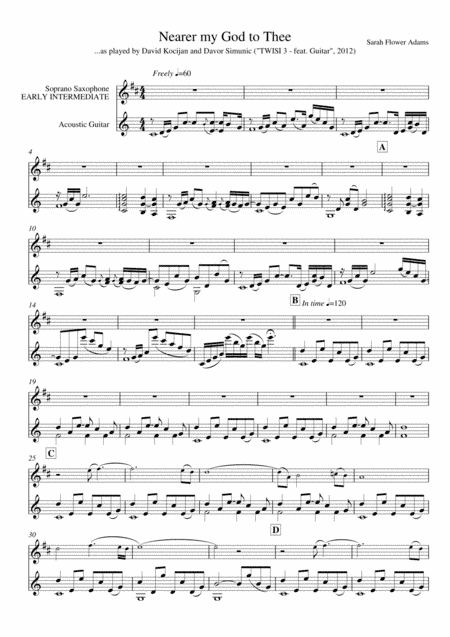 Nearer my God to Thee (guitar & soprano sax) - EARLY/INTERMEDIATE (arr. David Kocijan & Davor Simunic)