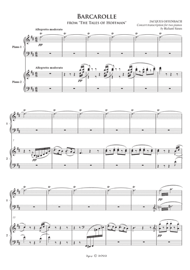 Barcarolle, from "The Tales of Hoffmann", for 2 pianos (arr. Richard Simm)