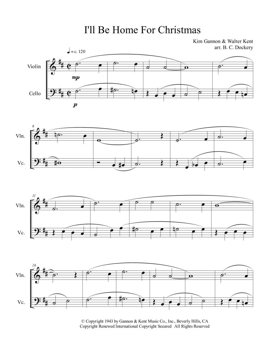 I'll Be Home For Christmas (arr. B. C. Dockery)