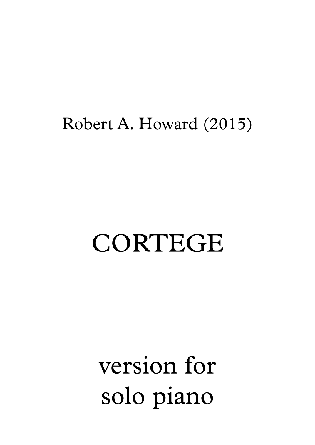 Cortege (Solo piano/organ version)