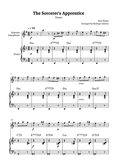 The Sorcerer's Apprentice theme (arr. Rodrigo Faleiros)