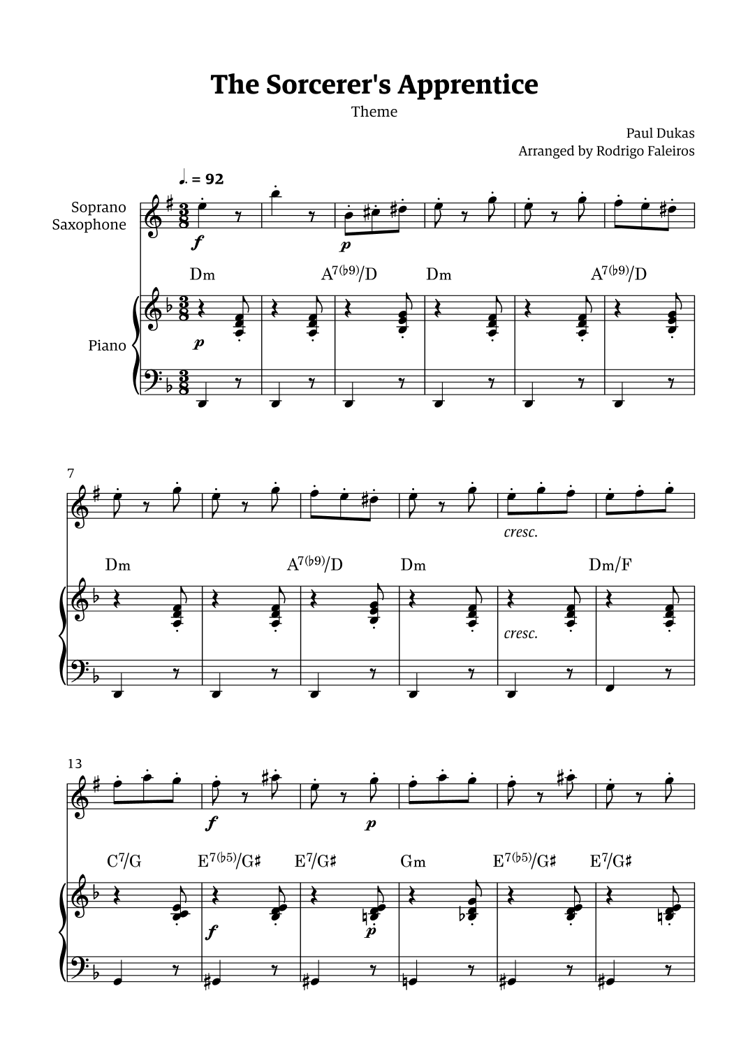 The Sorcerer's Apprentice theme (arr. Rodrigo Faleiros)