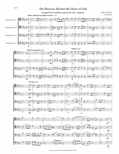 The Heavens Declare the Glory of God (arranged for Trombone Quartet)