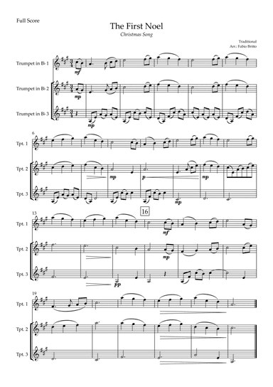 The First Noel (Christmas Song) for Trumpet in Bb Trio (arr. Fabio Britto)